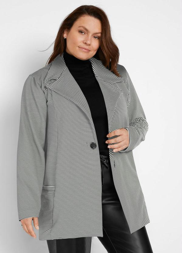 Queima Estoque - Blazer Alongado com Botão Preto/Branco 4