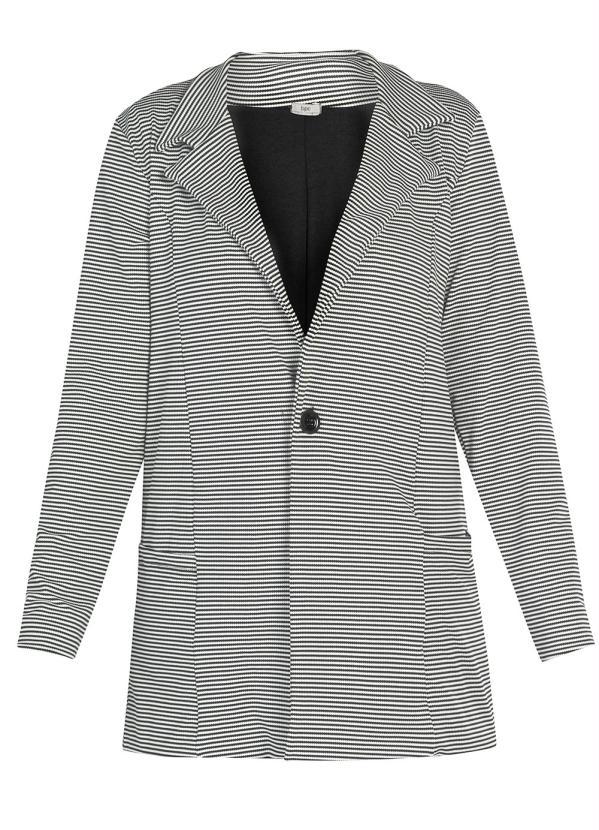 Queima Estoque - Blazer Alongado com Botão Preto/Branco 7
