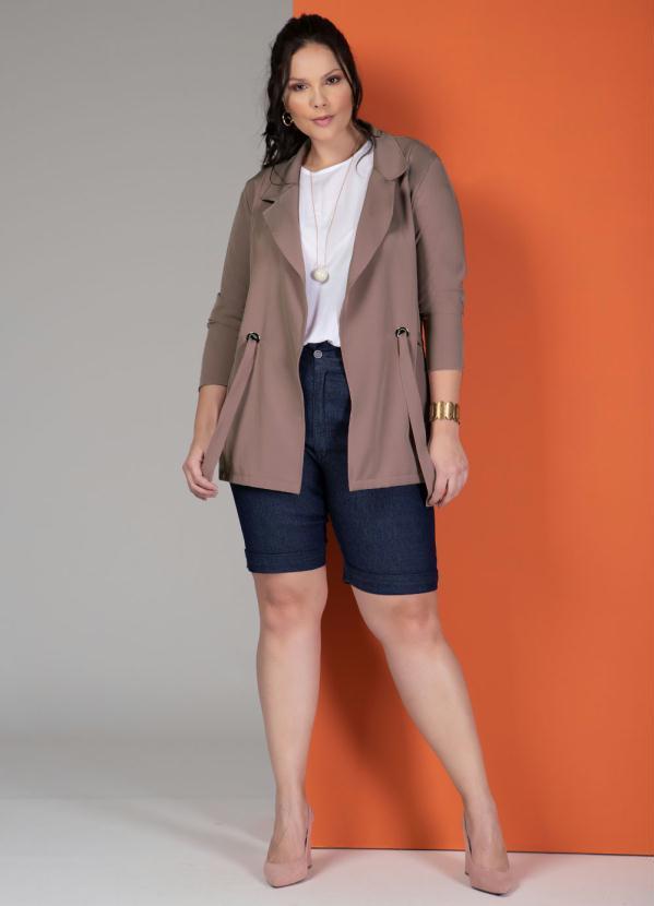 Quintess - Blazer Alongado com Faixa Rosê 7