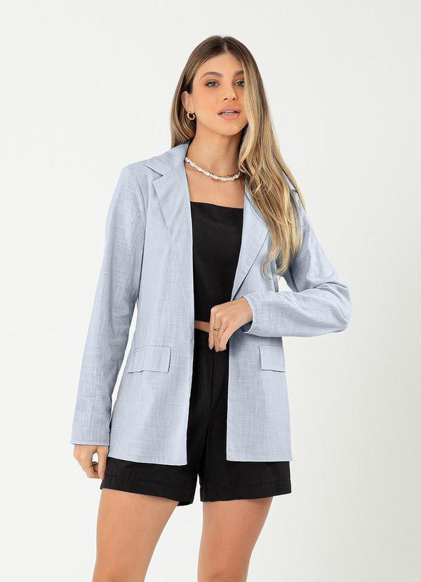 Cativa - Blazer Alongado em Algodão Azul Claro
