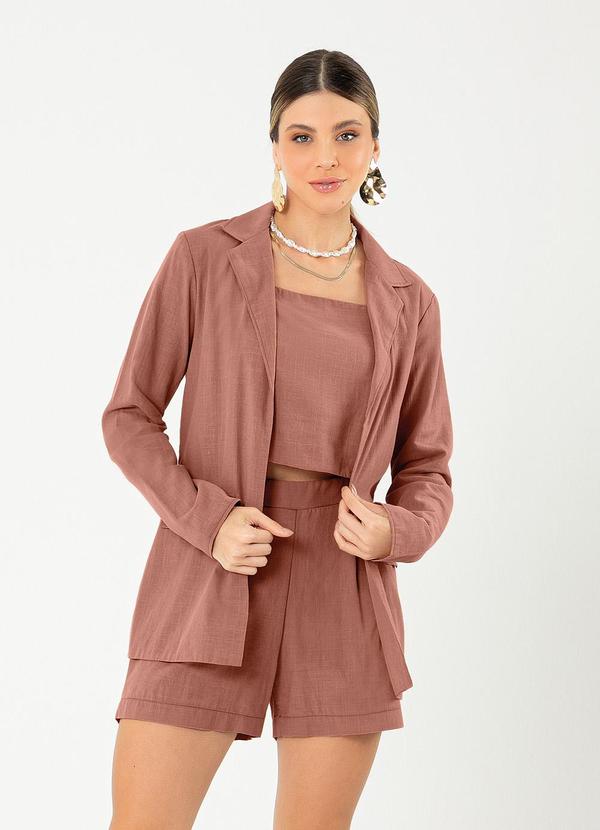 Cativa - Blazer Alongado em Algodão Marrom