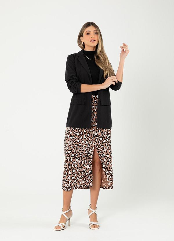 Cativa - Blazer Alongado em Algodão Preto 3