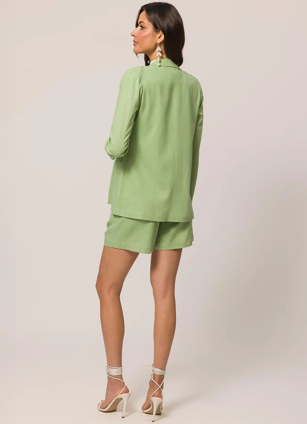 Doce Trama - Blazer Alongado em Plano Linen Verde 4