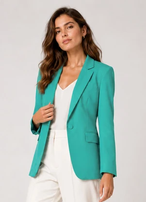 Rovitex - Blazer Alongado Feminino em Alfaiataria Verde - ROVITEX