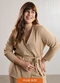 Lunender Mais Mulher - Blazer Alongado Plus Size Risca de Giz Preto - variação: Bege