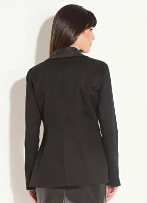 Quintess - Blazer Alongado Preto com Bolsos Decorativos - QUINTESS