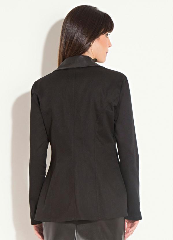 Quintess - Blazer Alongado Preto com Bolsos Decorativos 2