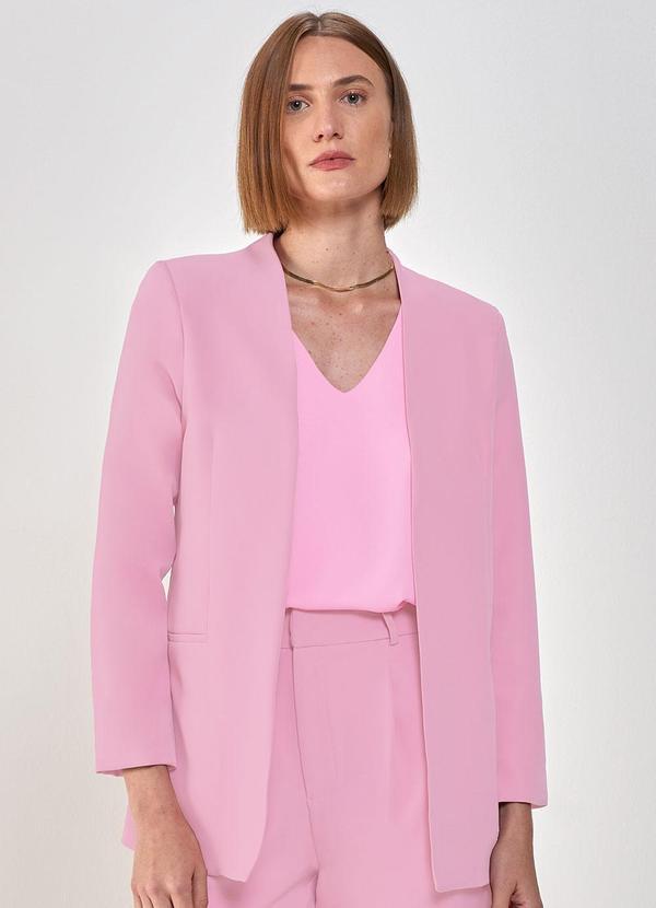 Principessa - Blazer Alongado Rosa sem Lapela Celma