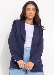 Blazer Azul Marinho em Cetim