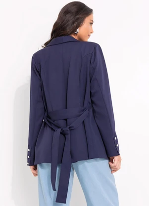 Quintess - Blazer Azul Marinho em Cetim - QUINTESS