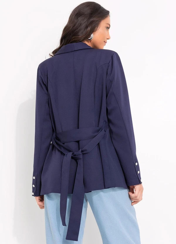 Quintess - Blazer Azul Marinho em Cetim 2