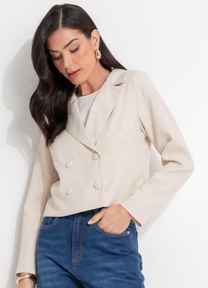 Blazer (Bege Claro) em Crepe Plano