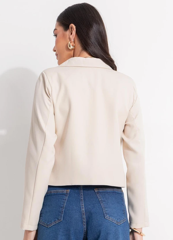 Quintess - Blazer Bege Claro em Crepe Plano 5