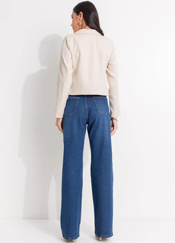 Quintess - Blazer Bege Claro em Crepe Plano 2