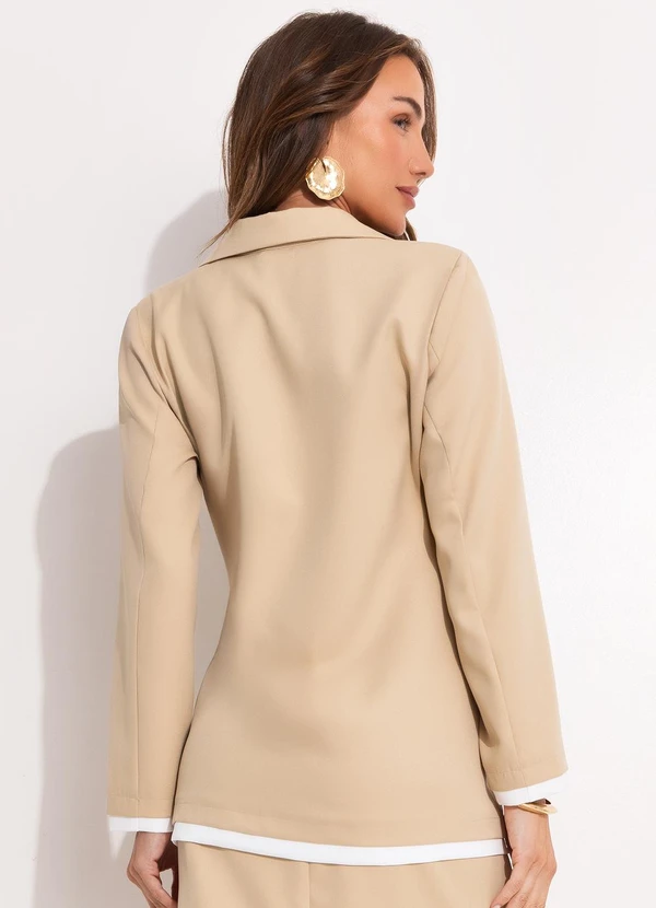 Quintess - Blazer Bege em Crepe Plano 2