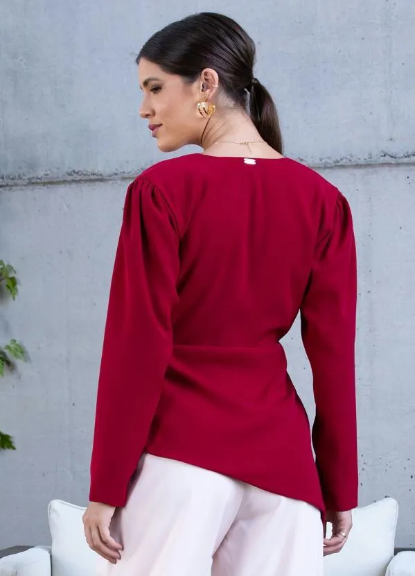 Quintess - Blazer Bordô em Alfaiataria Forrado 2