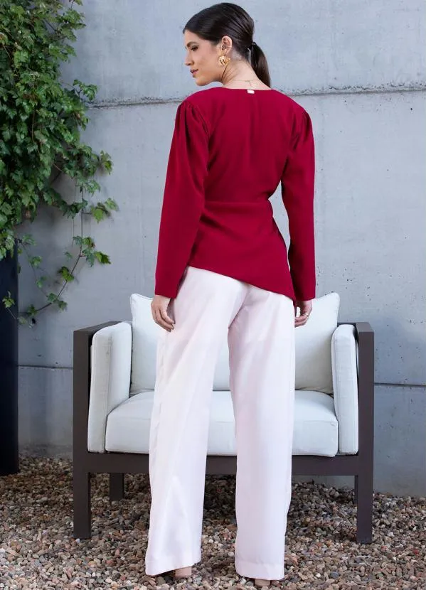 Quintess - Blazer Bordô em Alfaiataria Forrado 4