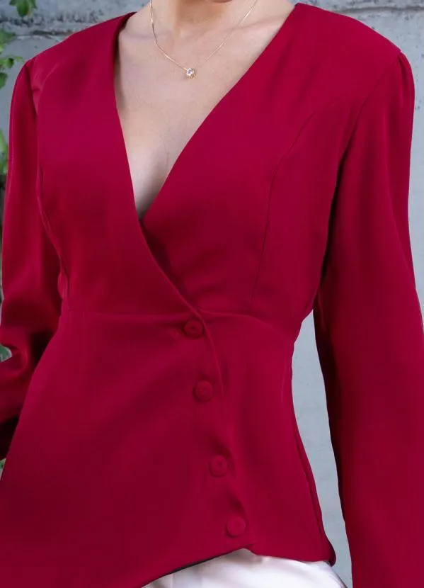 Quintess - Blazer Bordô em Alfaiataria Forrado 5