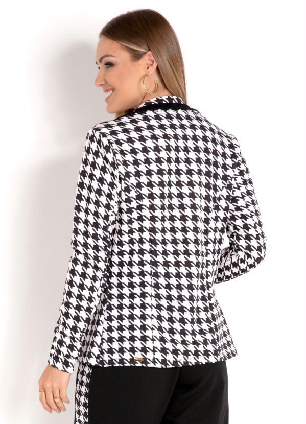 Quintess - Blazer Branco e Preto com Fechamento em Botão 2