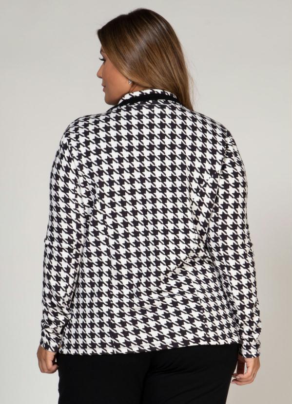 Quintess - Blazer Branco e Preto com Fechamento em Botão 6