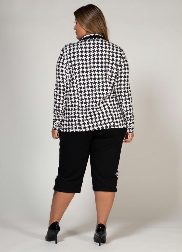 Quintess - Blazer Branco e Preto com Fechamento em Botão 8
