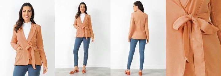 Blazer Caramelo com Bolsos e Amarrao