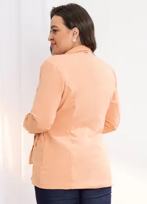 Quintess - Blazer Caramelo com Bolsos e  Amarração - QUINTESS
