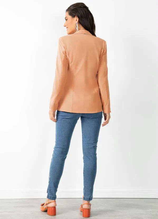 Quintess - Blazer Caramelo com Bolsos e  Amarração 7