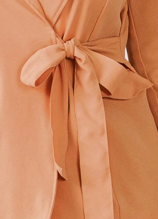 Quintess - Blazer Caramelo com Bolsos e  Amarração 6