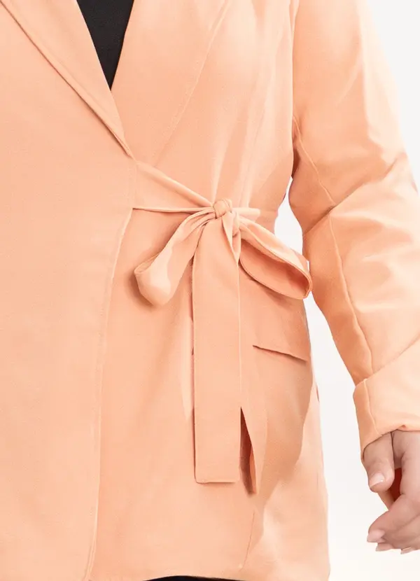 Quintess - Blazer Caramelo com Bolsos e  Amarração 2