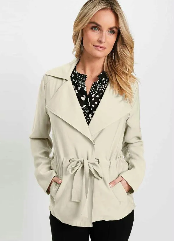 bonprix - Blazer com Amarração e Bolsos Bege 9