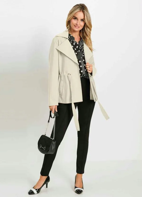 bonprix - Blazer com Amarração e Bolsos Bege 6