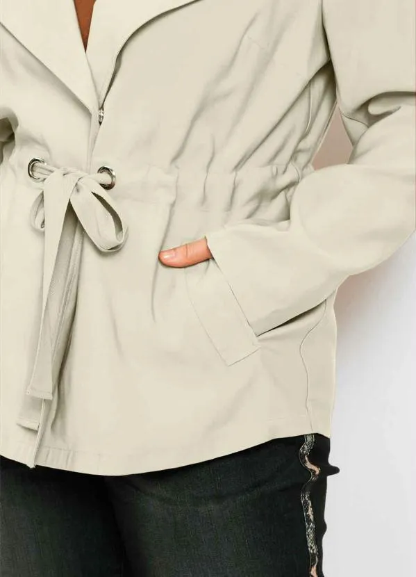 bonprix - Blazer com Amarração e Bolsos Bege 5