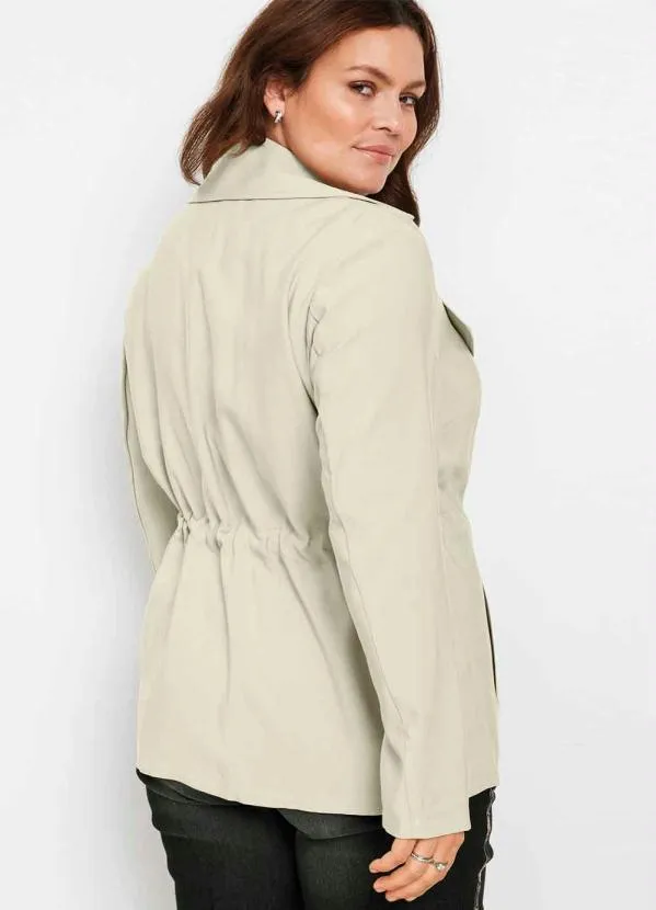 bonprix - Blazer com Amarração e Bolsos Bege 3