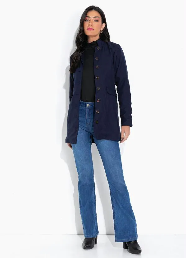 bonprix - Blazer com Bolso em Lapela Frontal Marinho 4