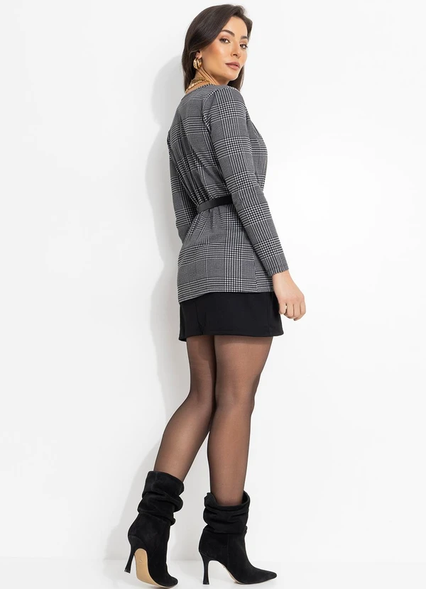 Moda Pop - Blazer com Bolsos Xadrez Preto 4