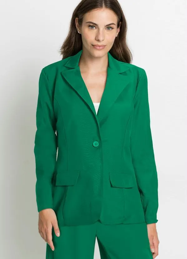 bonprix - Blazer com Botão Verde