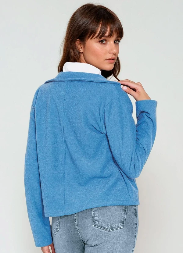 bonprix - Blazer com Botões e Bolsos Azul 3