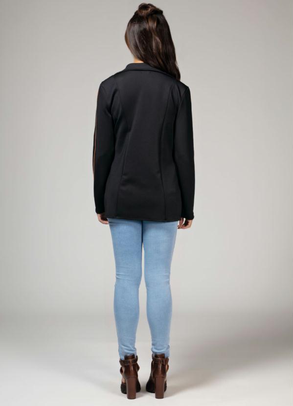 Quintess - Blazer com Friso Contrastante nas Mangas Preto 4