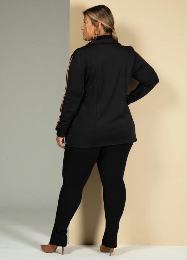 Quintess - Blazer com Friso Contrastante nas Mangas Preto 8