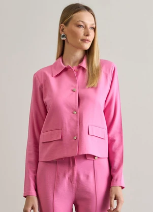 Carlota Costa - Blazer com Lapela Rosa - CARLOTA COSTA