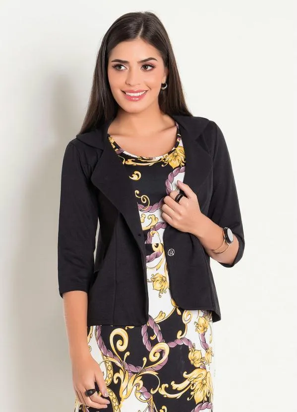 Rosalie - Blazer com Mangas 7/8 Preto