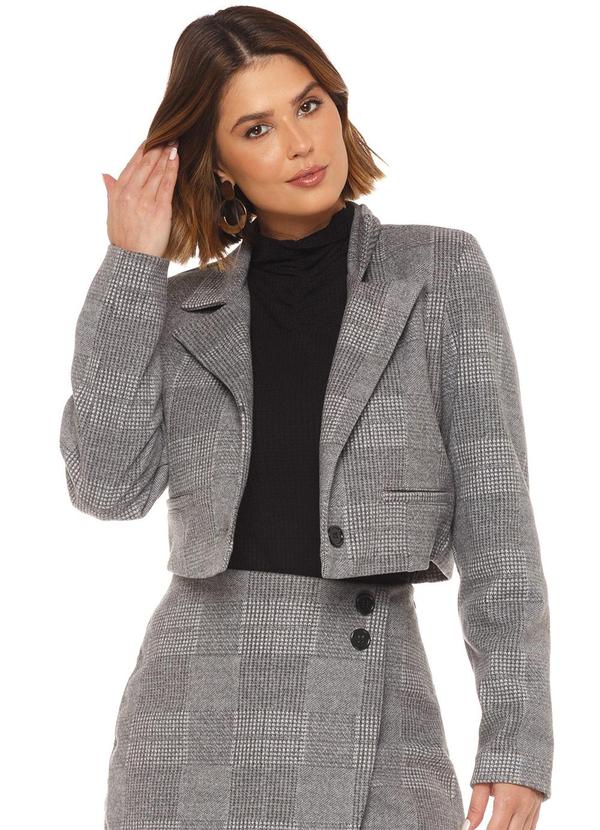 Rafree - Blazer Cropped Alfaiataria Dior Cinza