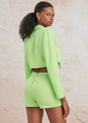 Authoria - Blazer Cropped de Alfaiataria Lima Verde Limão - AUTHORIA