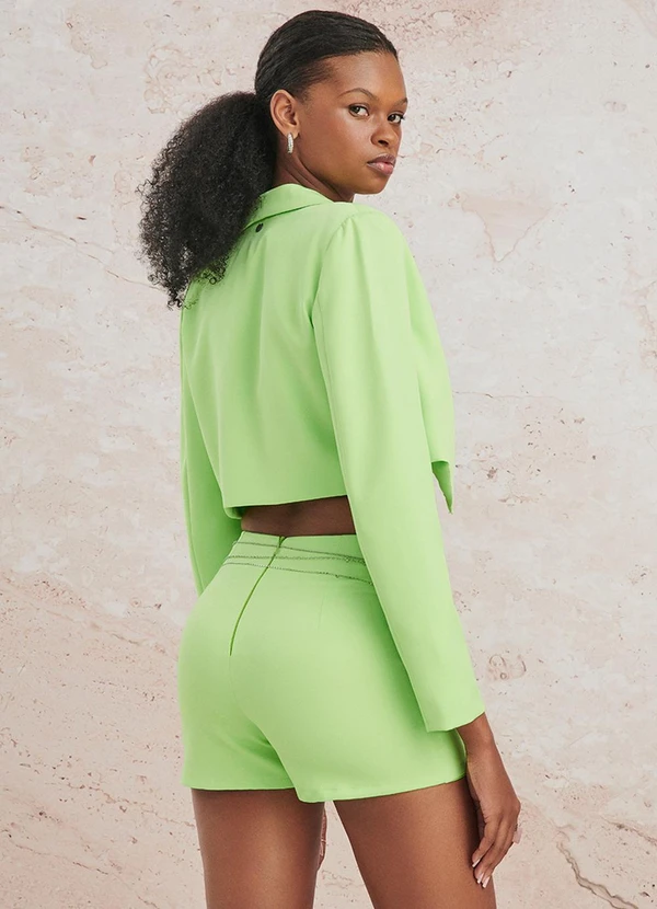 Authoria - Blazer Cropped de Alfaiataria Lima Verde Limão 2