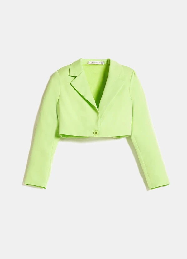 Authoria - Blazer Cropped de Alfaiataria Lima Verde Limão 3