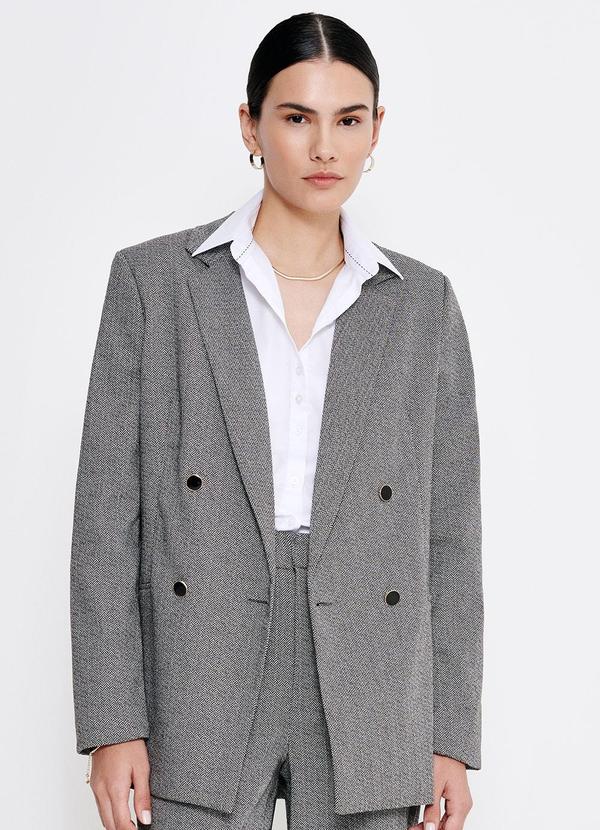 Principessa - Blazer Cruzado Chevron Virginia Preto