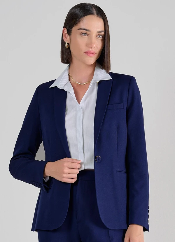 Principessa - Blazer de Alfaiataria Azul Marinho Flávia