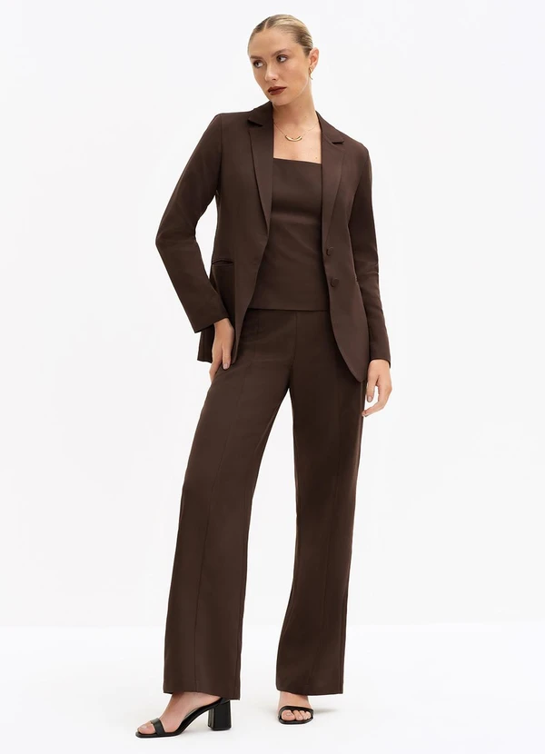 Principessa - Blazer de Alfaiataria Intermediário Marrom Benilda 3