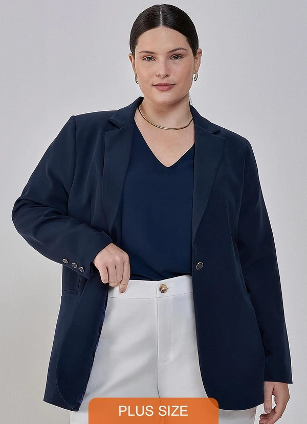 Principessa - Blazer de Alfaiataria Marinho Botão Único Edelmira 6